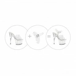 Diamond Heels Clear Detachable Ankle Straps S-M