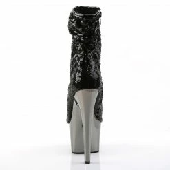 Pleaser ADORE-1008SQ - Blk Sequins/Dark Pewter Chrome