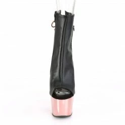 Pleaser Exotic Dancing ADORE-1018 - Blk Faux Leather/Rose Gold Chrome