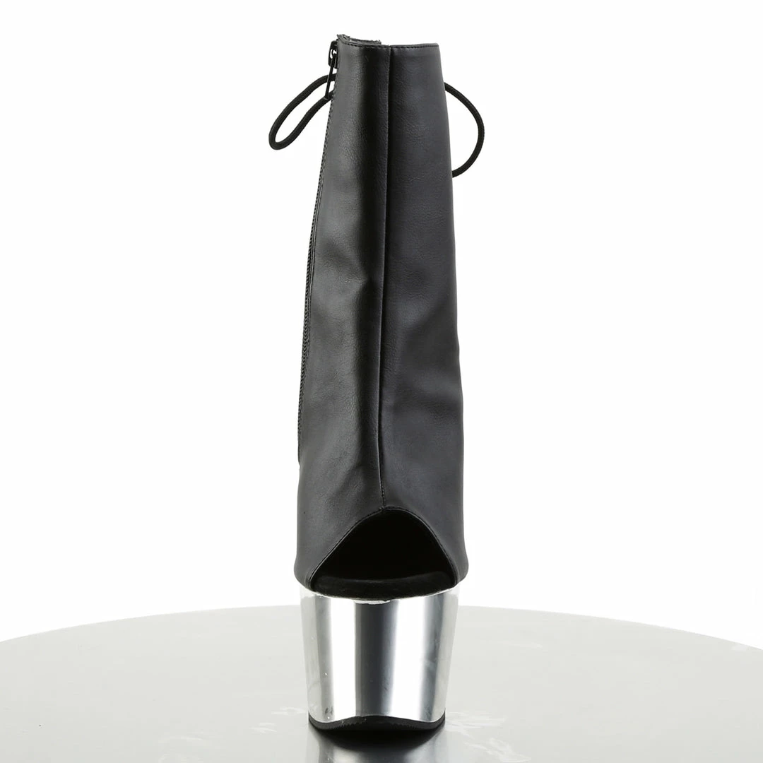 Pleaser Exotic Dancing ADORE-1018 - Blk Faux Leather/Slv Chrome 4 Pleaser Exotic Dancing ADORE-1018 - Blk Faux Leather/Slv Chrome