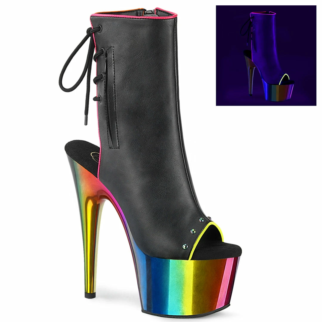 Pleaser Exotic Dancing ADORE-1018RC-02 - Blk Faux Leather/Rainbow Chrome 3 Pleaser Exotic Dancing ADORE-1018RC-02 - Blk Faux Leather/Rainbow Chrome