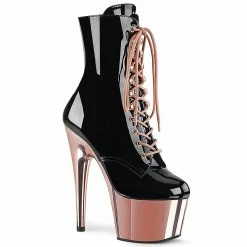Pleaser ADORE-1020 - Blk Pat/Rose Gold Chrome Drag Queen