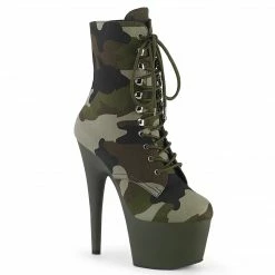 Pleaser ADORE-1020CAMO - Green Camo Fabric/Dark Olive Matte Exotic Dancing