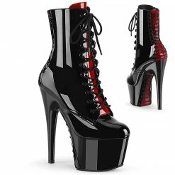 Pleaser Exotic Dancing ADORE-1020FH - Blk-Red Pat/Blk-Red