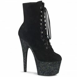 Pleaser ADORE-1020FSMG - Blk Faux Suede/Blk Multi Mini Glitter
