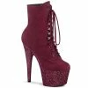 Pleaser Exotic Dancing ADORE-1020FSMG - Burgundy F. Suede/Burgundy Multi Mini Gltr 2 Pleaser Exotic Dancing ADORE-1020FSMG - Burgundy F. Suede/Burgundy Multi Mini Gltr