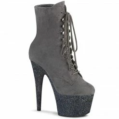 Pleaser ADORE-1020FSMG - Grey Faux Suede/Grey Multi Mini Glitter Exotic Dancing