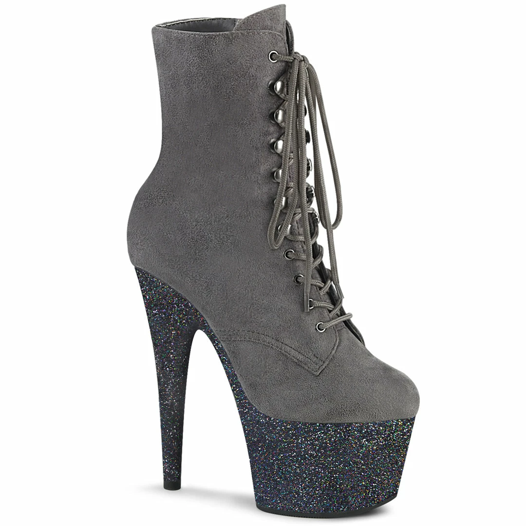 Pleaser ADORE-1020FSMG - Grey Faux Suede/Grey Multi Mini Glitter Exotic Dancing 3 Pleaser ADORE-1020FSMG - Grey Faux Suede/Grey Multi Mini Glitter Exotic Dancing