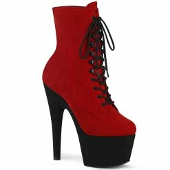 Pleaser ADORE-1020FSTT - Red Faux Suede/Blk Faux Suede