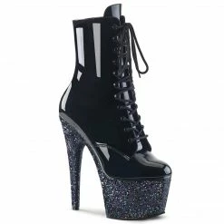 Pleaser Exotic Dancing ADORE-1020LG - Blk Pat/Blk Multi Glitter