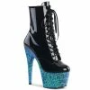 Pleaser ADORE-1020LG - Blk Pat/Blue Multi Glitter Exotic Dancing