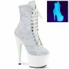 Pleaser ADORE-1020LG - Neon White Multi Glitter/Neon White Exotic Dancing