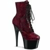 Pleaser ADORE-1020SP - Red Snake Print Pat/Blk Exotic Dancing