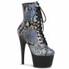 Pleaser ADORE-1020SP - Slv Holo Snake Print/Blk Matte Exotic Dancing