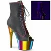 Pleaser ADORE-1021RC-02 - Blk Faux Leather/Rainbow Chrome