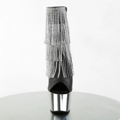 Pleaser ADORE-1024RSF - Blk Faux Leather-Slv/Slv Chrome