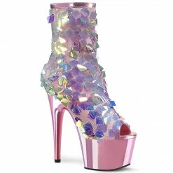 Pleaser ADORE-1031SSQ - Iri.Opal Sequin-B.Pink Met Pu/B.Pink Chrome Exotic Dancing