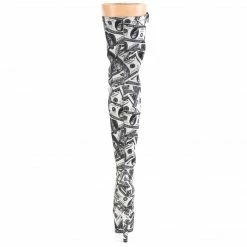 Pleaser Exotic Dancing ADORE-3000DP - Wht-Blk Str. Fabric/Wht-Blk Fabric