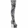 Pleaser Exotic Dancing ADORE-3000DP - Wht-Blk Str. Fabric/Wht-Blk Fabric