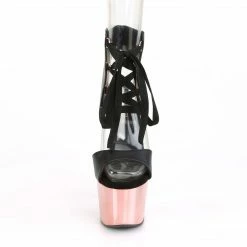 Pleaser ADORE-700-14 - Blk Faux Leather/Rose Gold Chrome Exotic Dancing