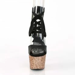 Pleaser ADORE-700-14LG - Blk Faux Leather/Rose Gold Multi Glitter Exotic Dancing