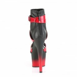 Pleaser ADORE-700-15 - Blk Faux Leather-Red Pat/Blk-Red Matte