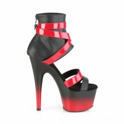 Pleaser ADORE-700-15 - Blk Faux Leather-Red Pat/Blk-Red Matte
