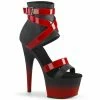 Pleaser ADORE-700-15 - Blk Faux Leather-Red Pat/Blk-Red Matte