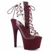 Pleaser ADORE-700-30FS - Clr/Burgundy Faux Suede