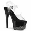 Pleaser ADORE-708-3 - Clr/Blk-Pewter RS Exotic Dancing