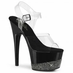 Pleaser ADORE-708-3 - Clr/Blk-Pewter RS Exotic Dancing