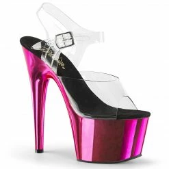 Pleaser Exotic Dancing ADORE-708 - Clr/H. Pink Chrome
