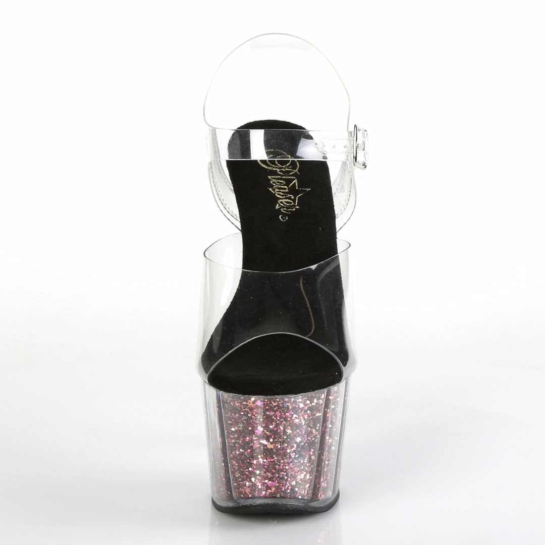 Pleaser ADORE-708CG - Clr/Pink Confetti Glitter 4 Pleaser ADORE-708CG - Clr/Pink Confetti Glitter