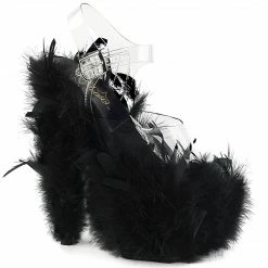 Pleaser ADORE-708F - Clr/Blk Marabou Feather Exotic Dancing