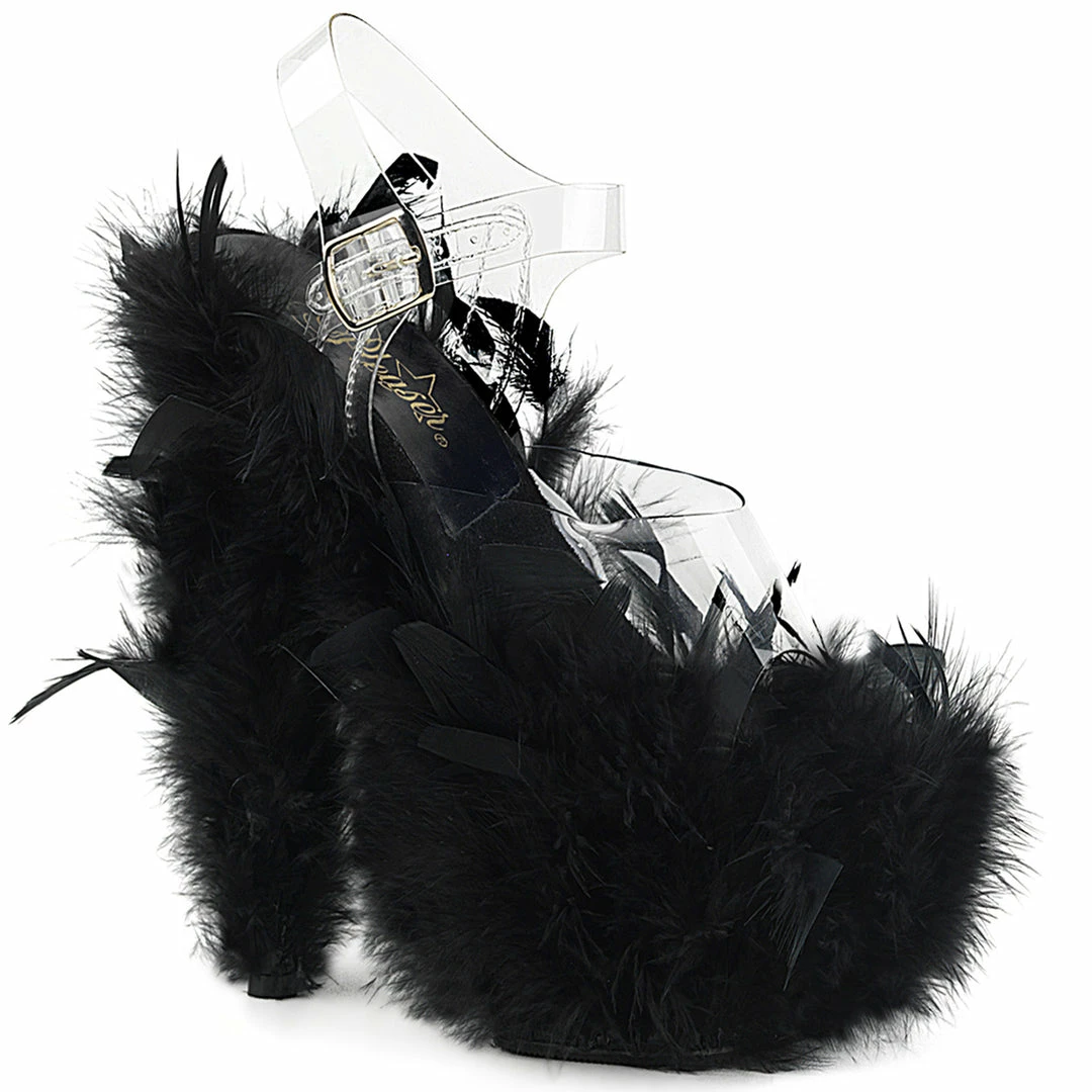 Pleaser ADORE-708F - Clr/Blk Marabou Feather Exotic Dancing 3 Pleaser ADORE-708F - Clr/Blk Marabou Feather Exotic Dancing