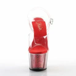 Pleaser ADORE-708G - Clr/Red Glitter Inserts Exotic Dancing