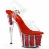 Pleaser ADORE-708G - Clr/Red Glitter Inserts Exotic Dancing