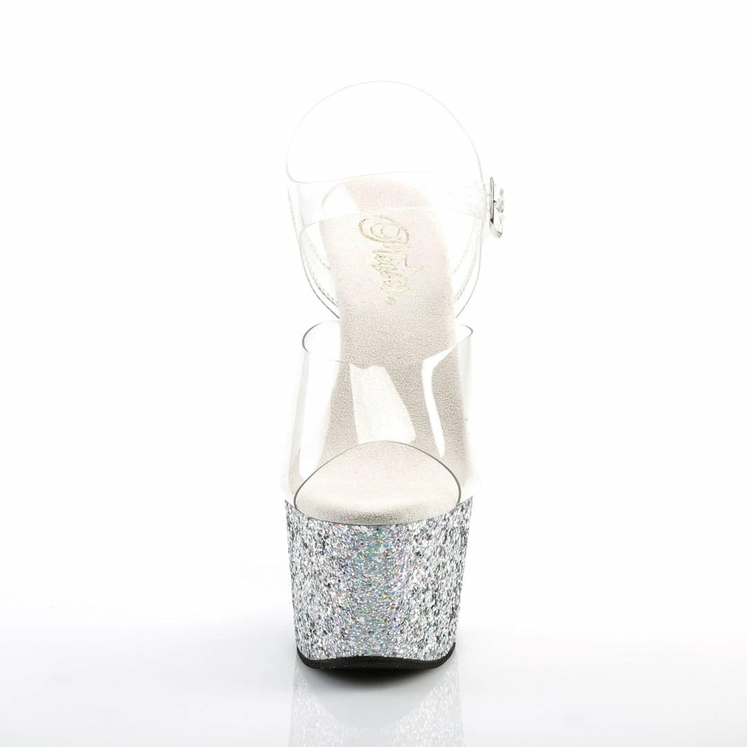 Pleaser Exotic Dancing ADORE-708LG - Clr/Slv Multi Glitter 4 Pleaser Exotic Dancing ADORE-708LG - Clr/Slv Multi Glitter