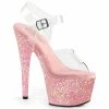 Pleaser ADORE-708LG - Clr/B. Pink Glitter