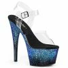 Pleaser Exotic Dancing ADORE-708SS - Clr/Blk-Blue Multi Glitter 1 Pleaser Exotic Dancing ADORE-708SS - Clr/Blk-Blue Multi Glitter