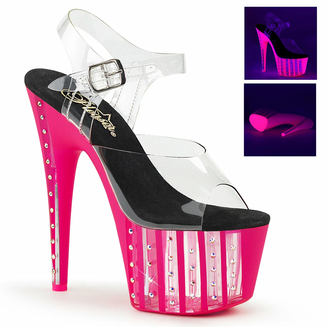 Pleaser ADORE-708VLRS - Clr/Neon H. Pink 3 Pleaser ADORE-708VLRS - Clr/Neon H. Pink