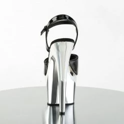 Pleaser ADORE-709 - Blk Pat/Slv Chrome Exotic Dancing