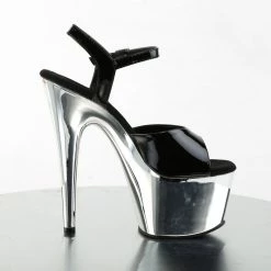 Pleaser ADORE-709 - Blk Pat/Slv Chrome Exotic Dancing