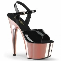 Pleaser ADORE-709 - Blk Pat/Rose Gold Chrome
