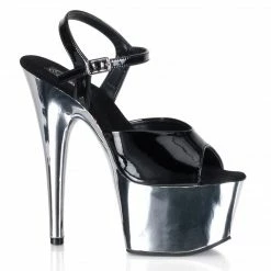 Pleaser ADORE-709 - Blk Pat/Slv Chrome Exotic Dancing
