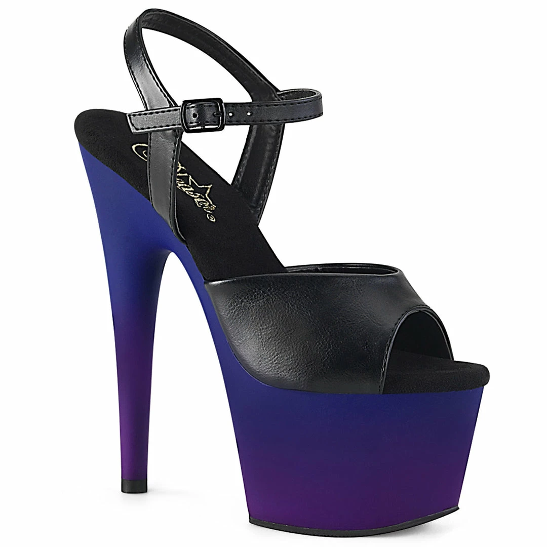 Pleaser ADORE-709BP - Blk Faux Leather/Blue-Purple Ombre 3 Pleaser ADORE-709BP - Blk Faux Leather/Blue-Purple Ombre