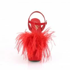 Pleaser ADORE-709F - Red Faux Suede-Feather/Red Faux Suede Exotic Dancing