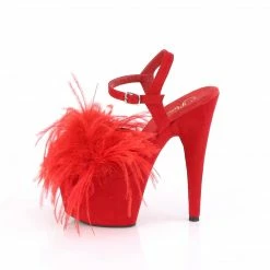 Pleaser ADORE-709F - Red Faux Suede-Feather/Red Faux Suede Exotic Dancing
