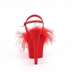 Pleaser ADORE-709F - Red Faux Suede-Feather/Red Faux Suede Exotic Dancing