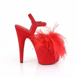 Pleaser ADORE-709F - Red Faux Suede-Feather/Red Faux Suede Exotic Dancing
